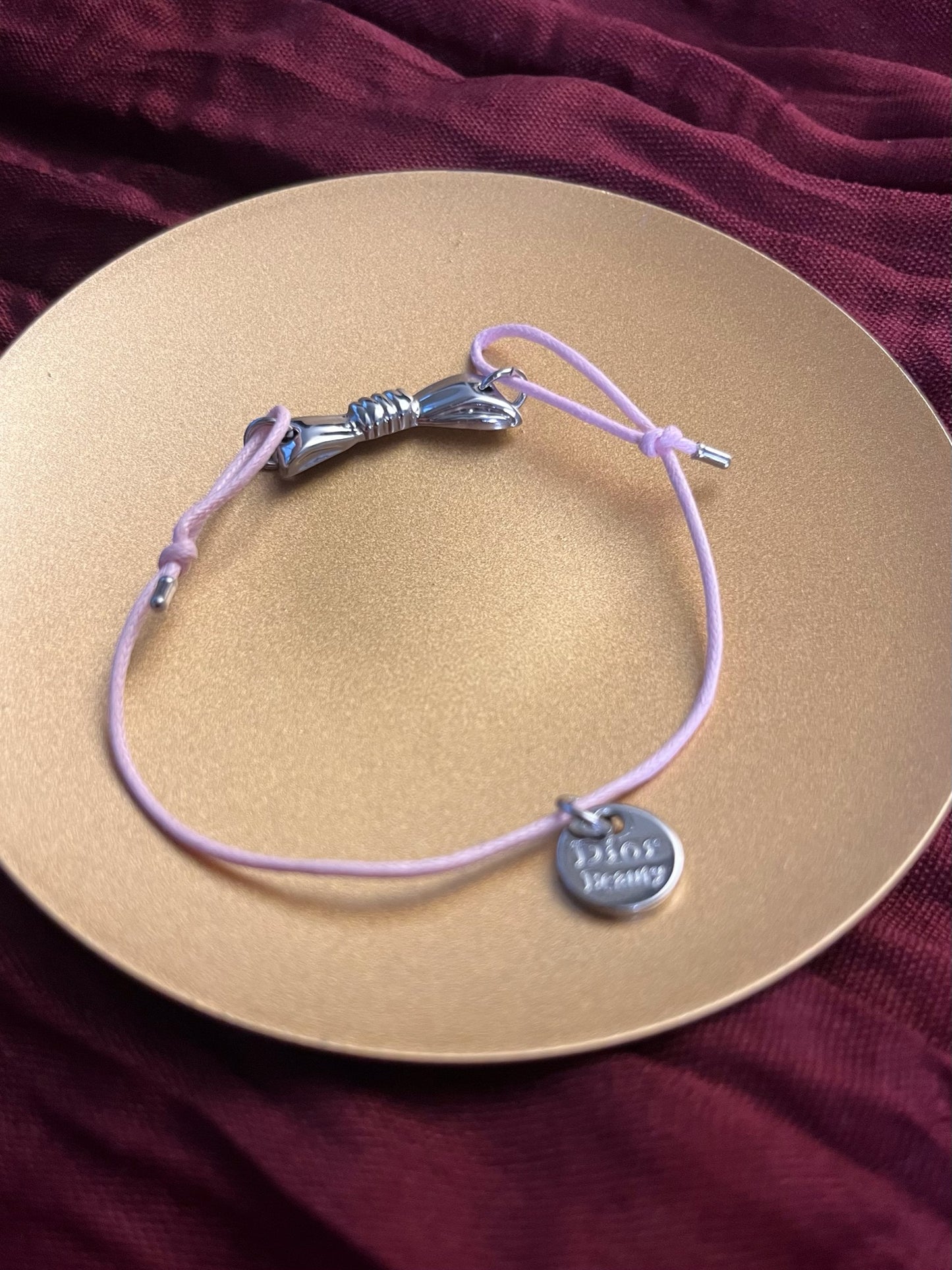 Dior Adjustable Cord Bracelet Set – Black Star & Pink Hand Charm
