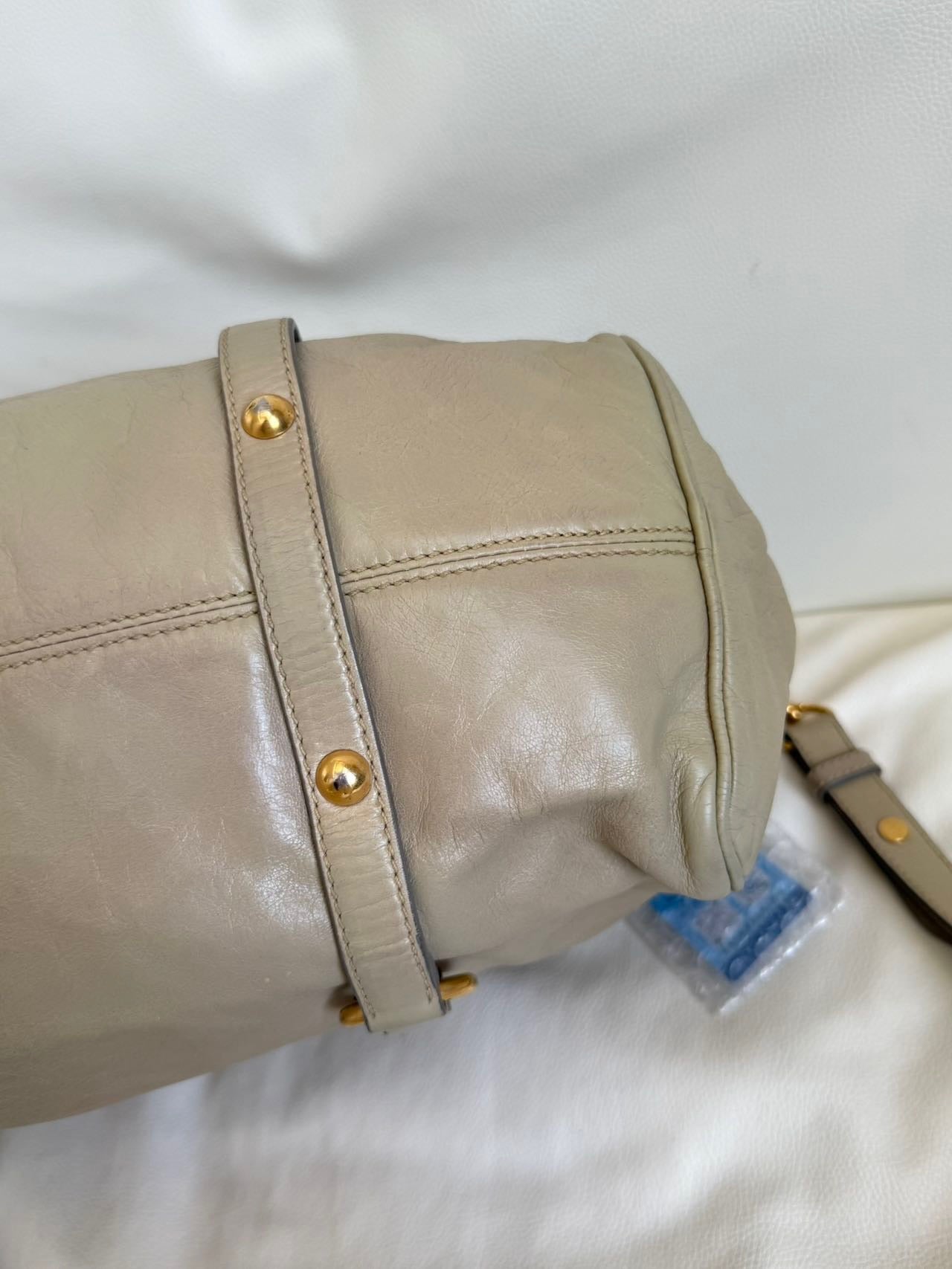 Miu Miu Vitello Lux Bow Satchel – Taupe Grey