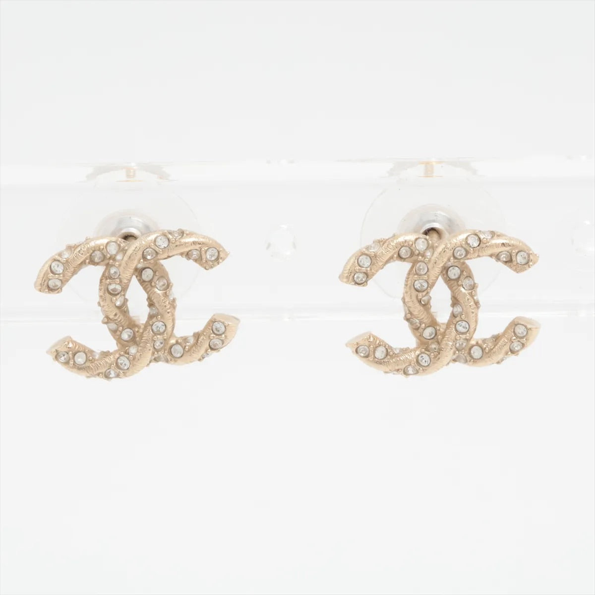 Chanel 2018 Light Gold Double-C Stud Earrings