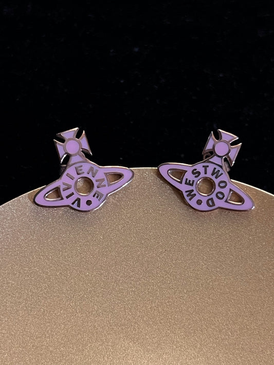 Vintage Vivienne Westwood Pink Enamel Orb Stud Earrings