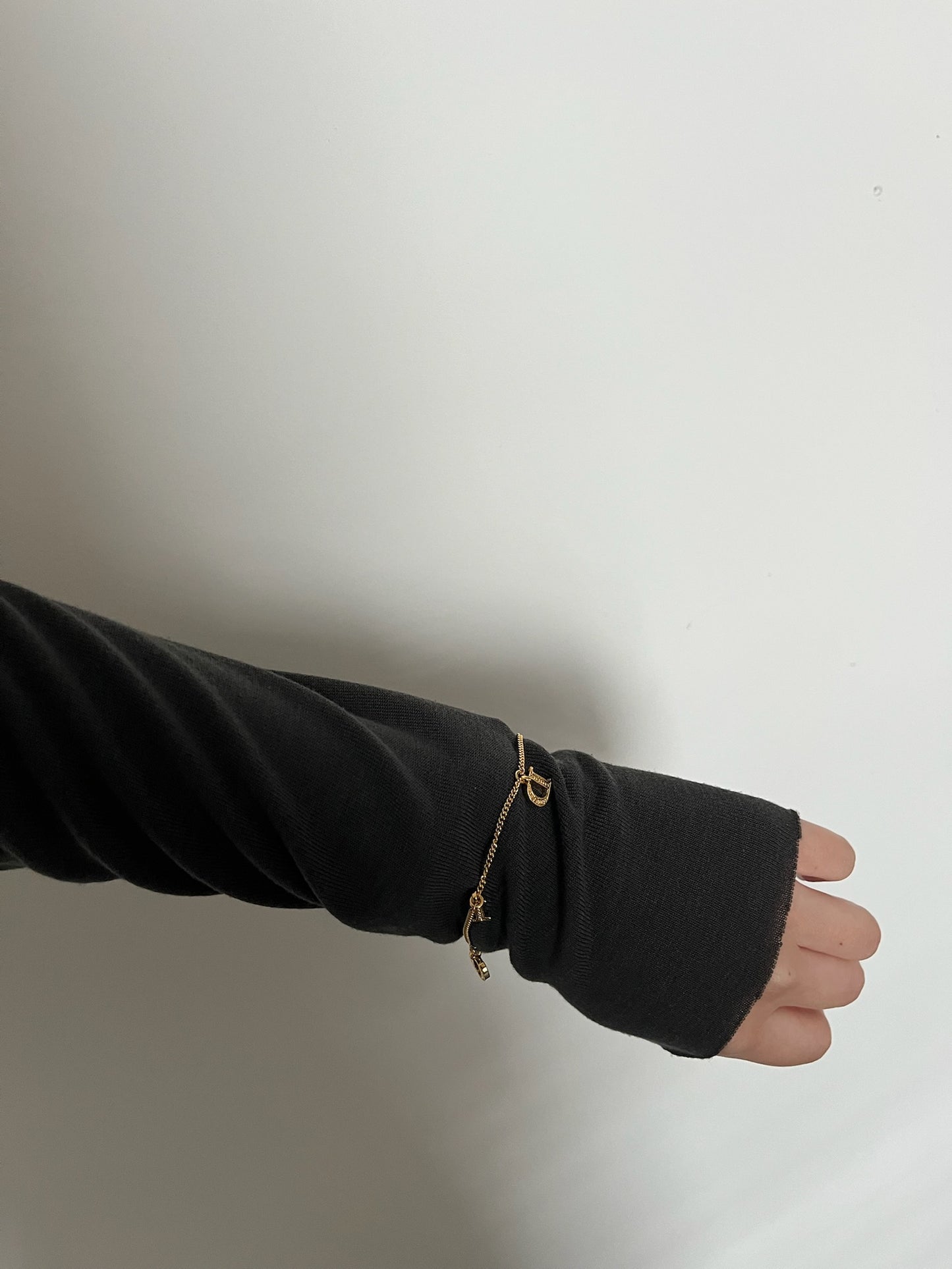 Dior Vintage Gold-Tone&Crystal Logo Chain Bracelet