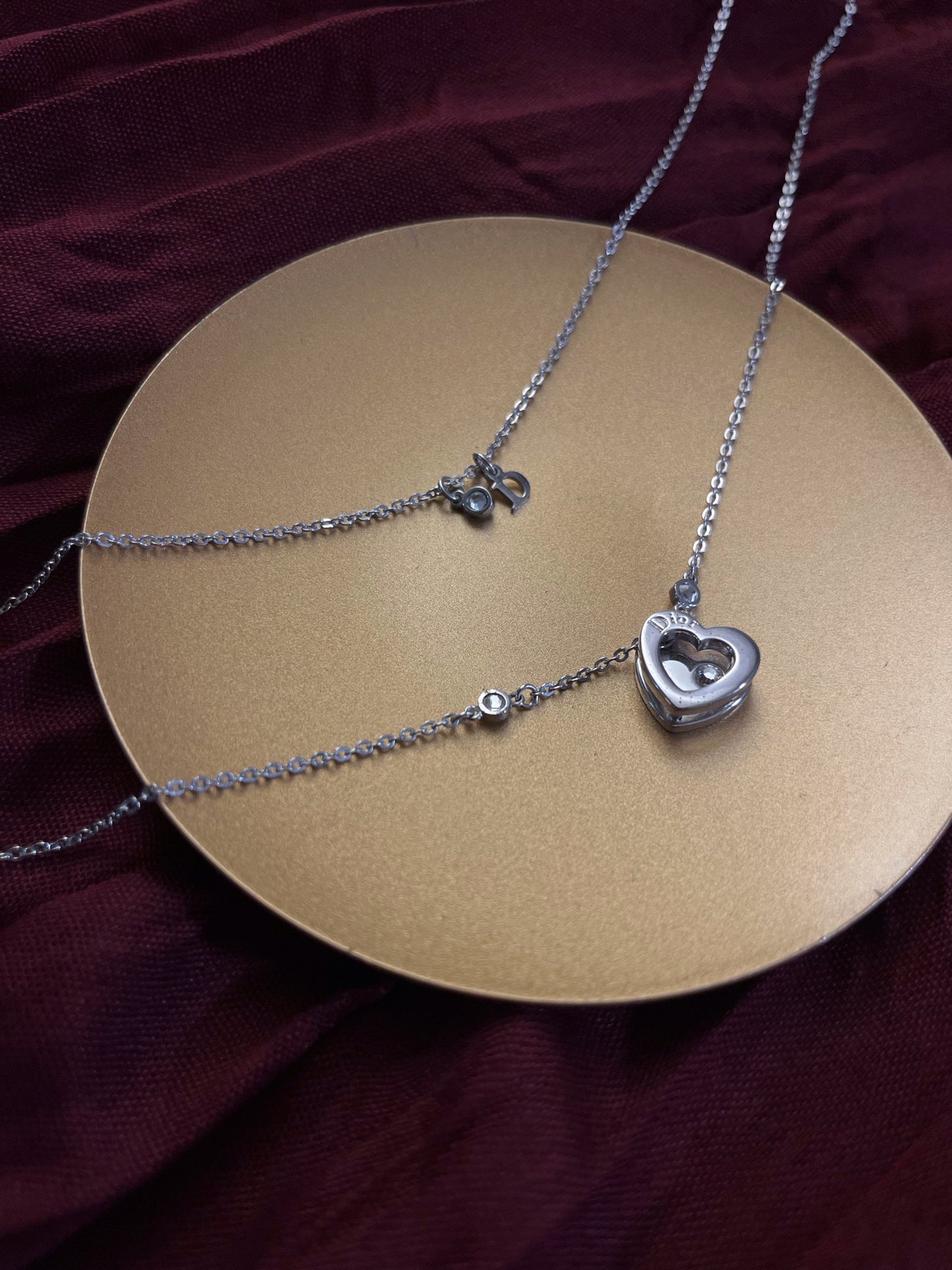 Vintage Dior Double-Layer Open Heart Necklace