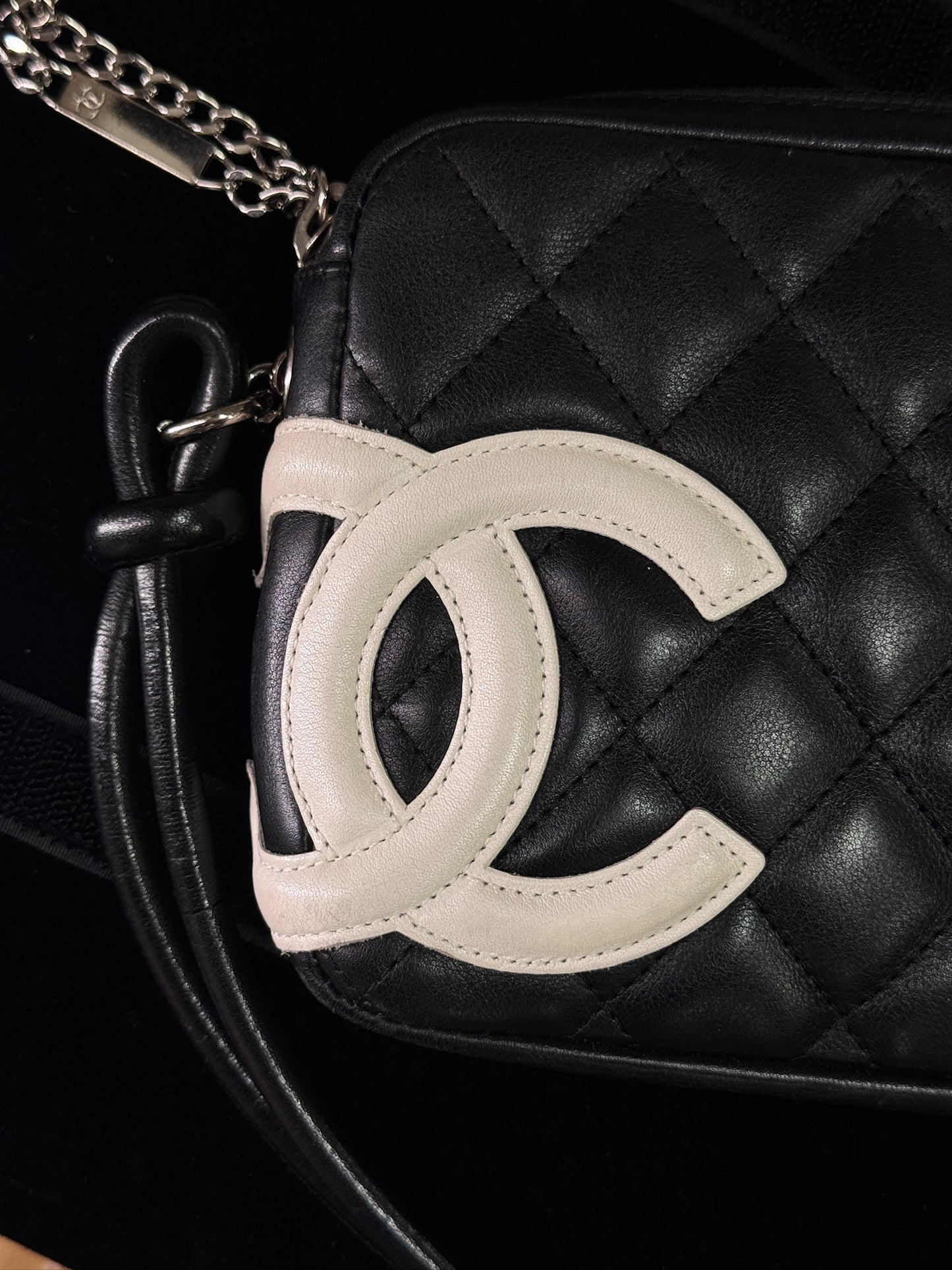 ON HOLD*Chanel Vintage Black Quilted Leather Shoulder Bag with Oversized CC