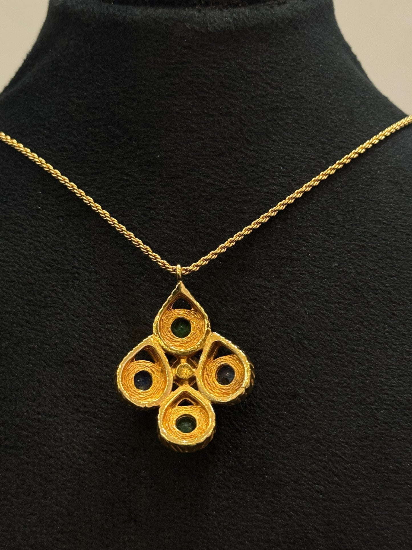 Vintage Dior Renaissance Cabochon Cross Pendant Necklace