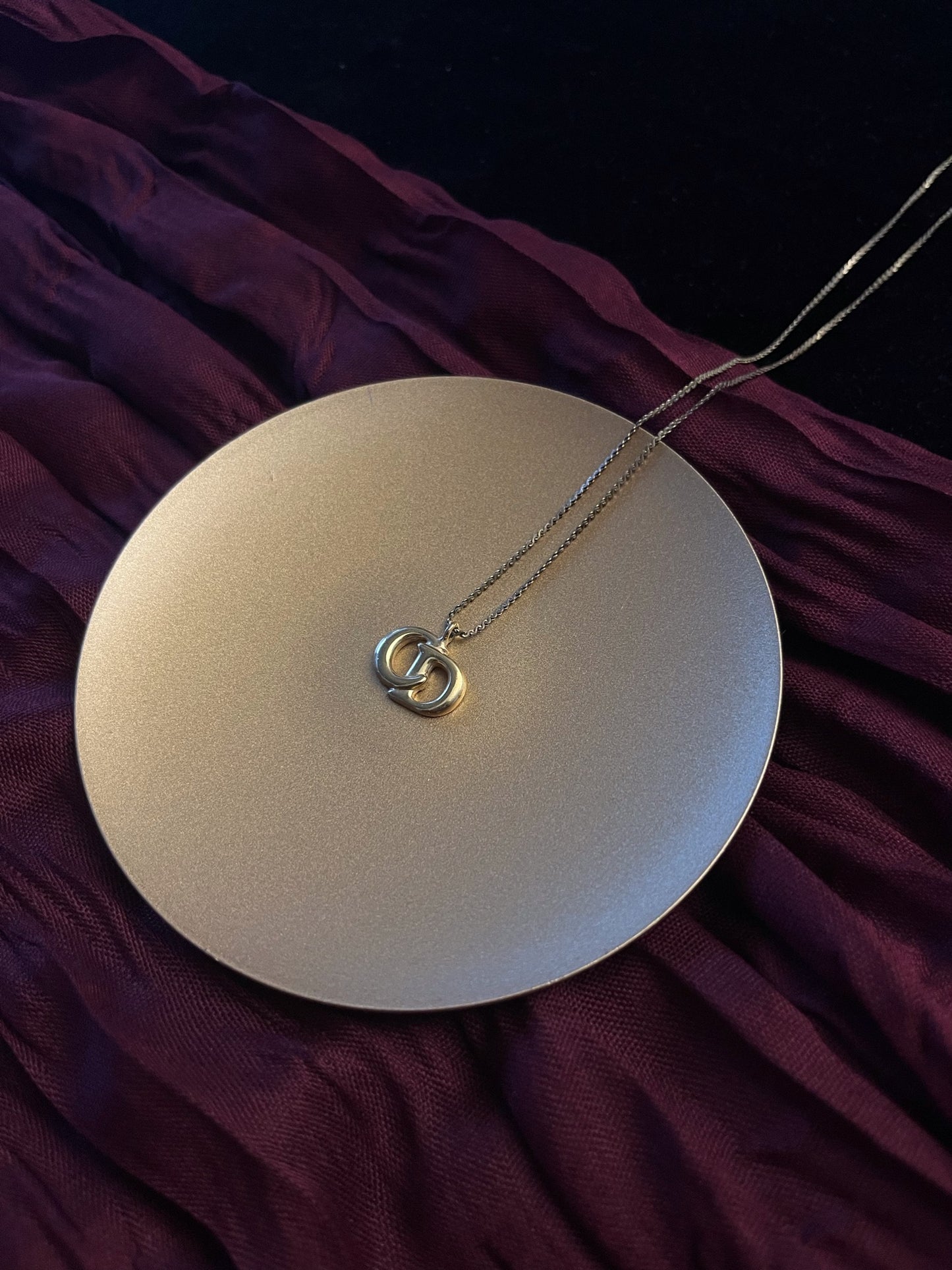 Vintage Dior Gold CD Logo Pendant Necklace