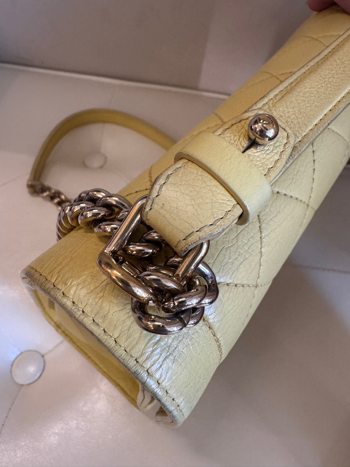 Chanel Yellow Quilted Leather Chain Shoulder Bag