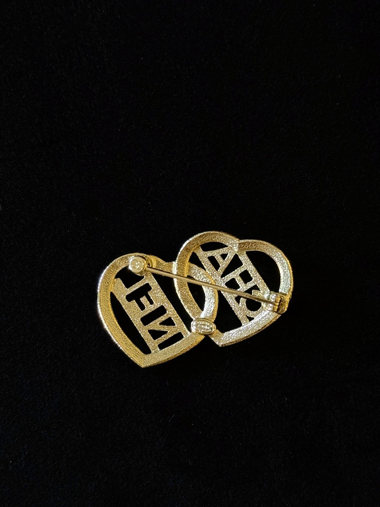 Chanel 2023 Crystal Double Heart CC Brooch