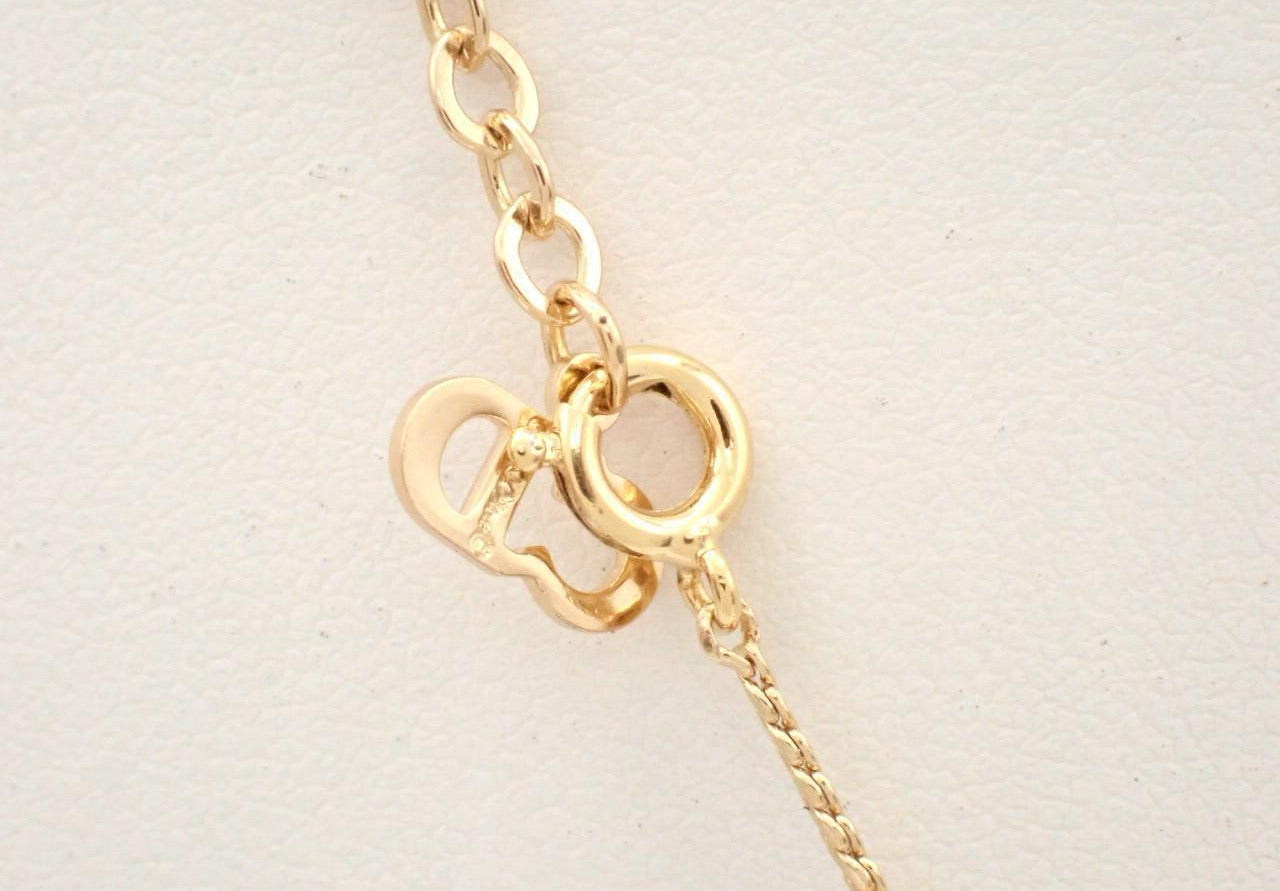 Vintage Dior Gold CD Logo Crystal Pendant Necklace