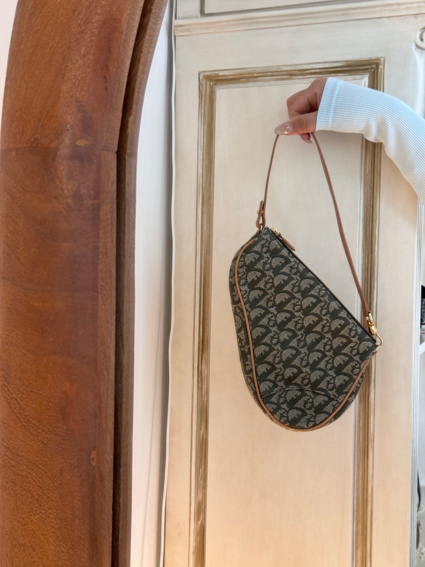 Dior Vintage Oblique Mini Canvas Saddle Shoulder Bag