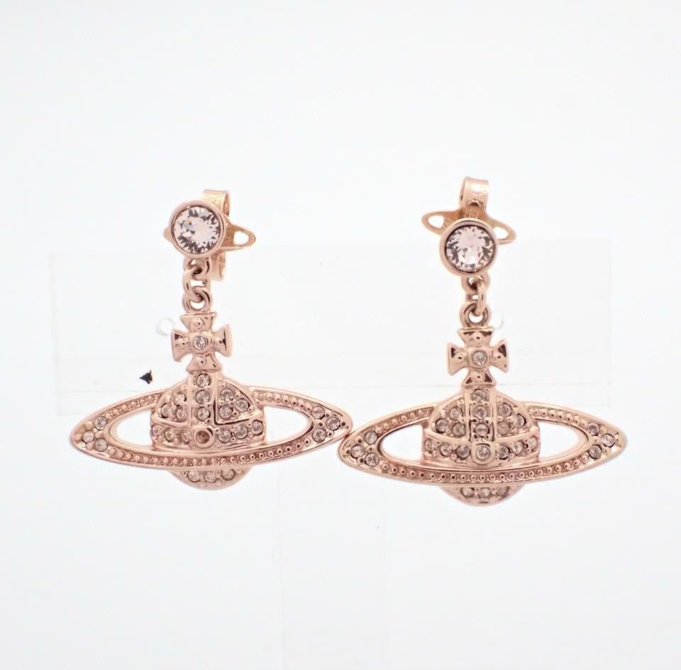 Vivienne Westwood Rose Gold Pavé Planet Stud Earrings