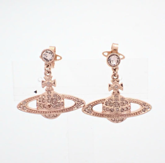 Vivienne Westwood Rose Gold Pavé Planet Stud Earrings