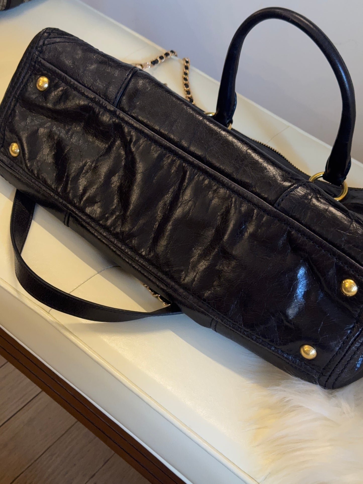 Prada Vitello Shine Leather Chain Large Tote Bag