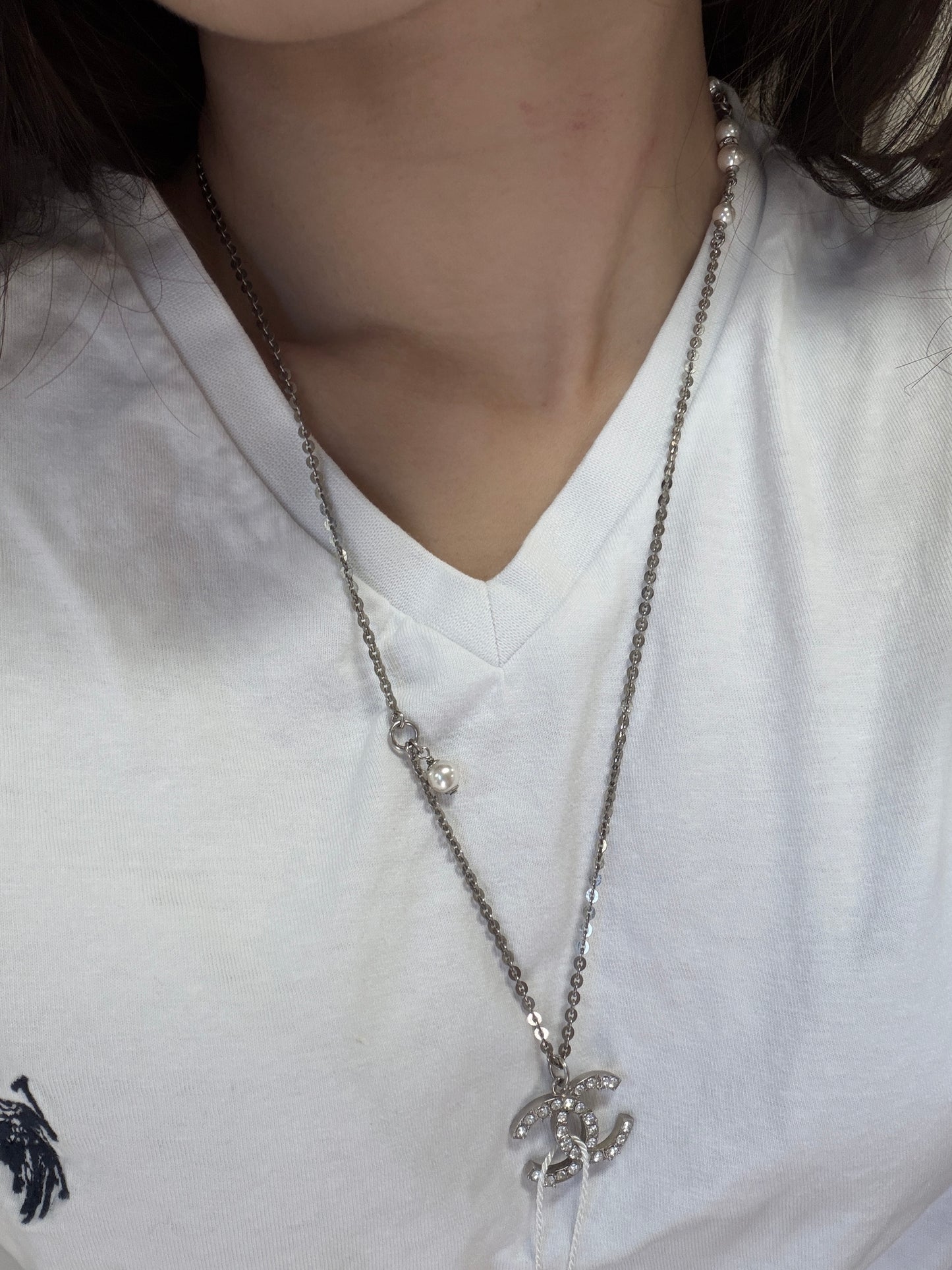 Chanel 2020 Stars Pearls Silver Adjustable Long Necklace