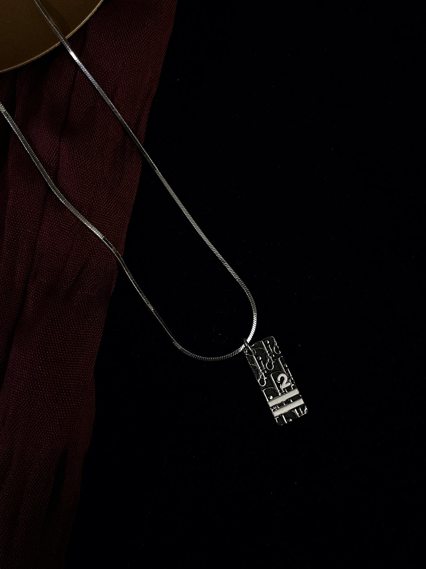 Vintage Dior Rasafari Collection Black “No. 2” Sports Tag Necklace