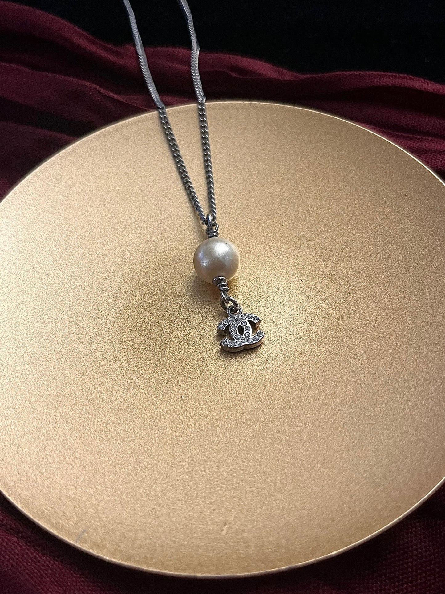 Chanel 2007 Cream Pearl CC Pendant Necklace
