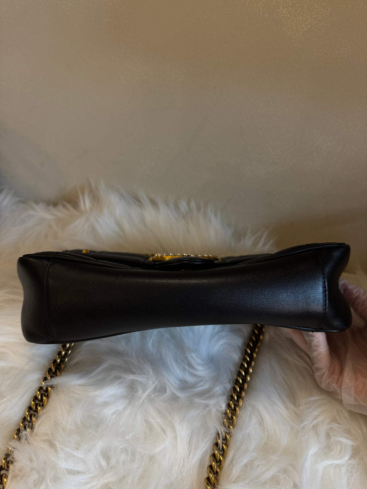Gucci GG Marmont Pearl Stud Matelassé Chain Shoulder Bag