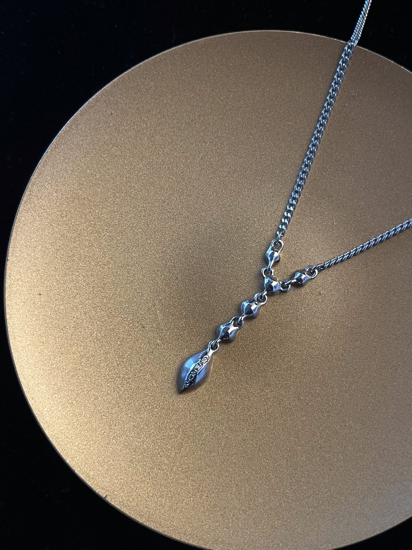 Vintage Givenchy Lavender Crystal Drop Necklace – Silver Tone