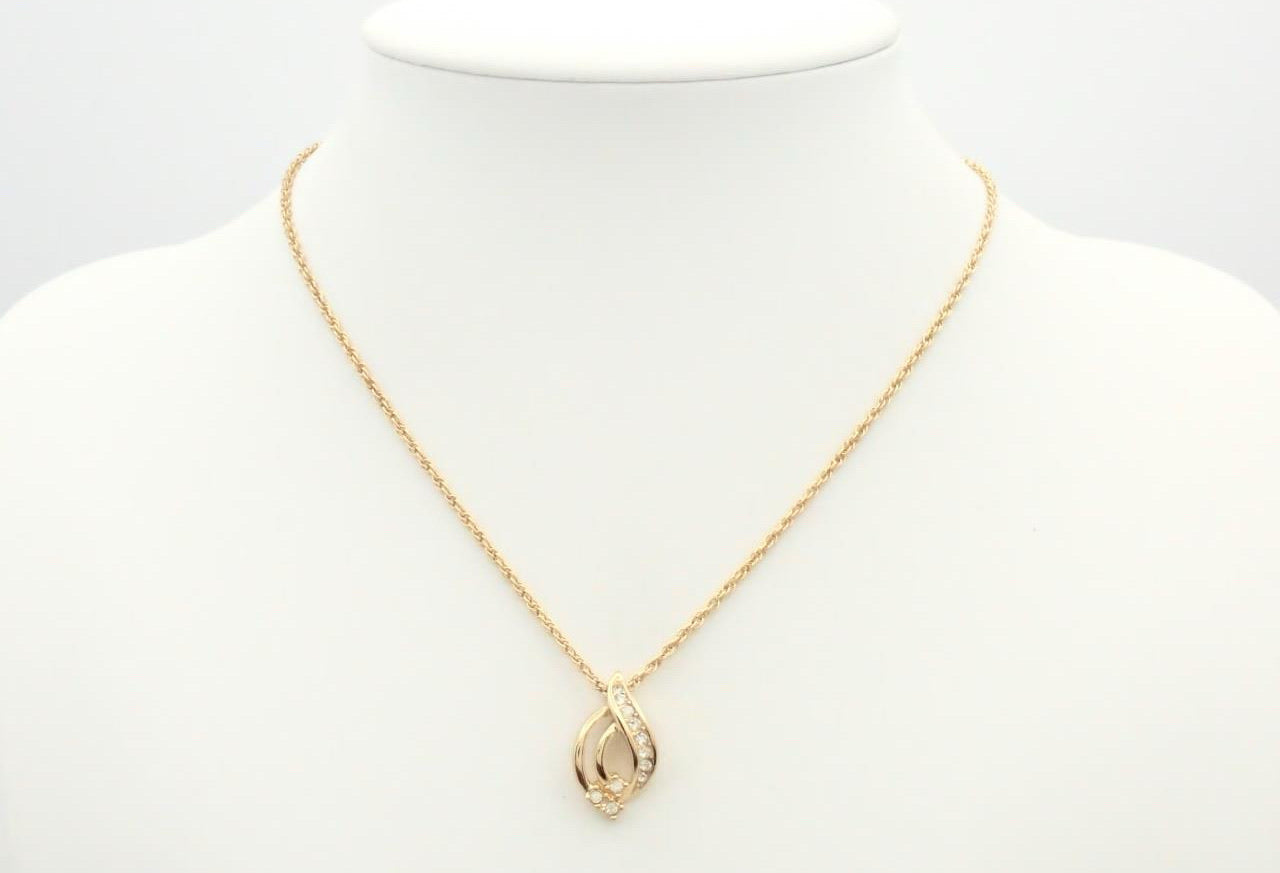 Dior Gold-Tone Crystal Teardrop Pendant Necklace