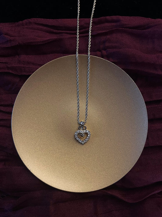 Vintage Dior Gold-Tone Openwork CD Heart Rhinestone Necklace