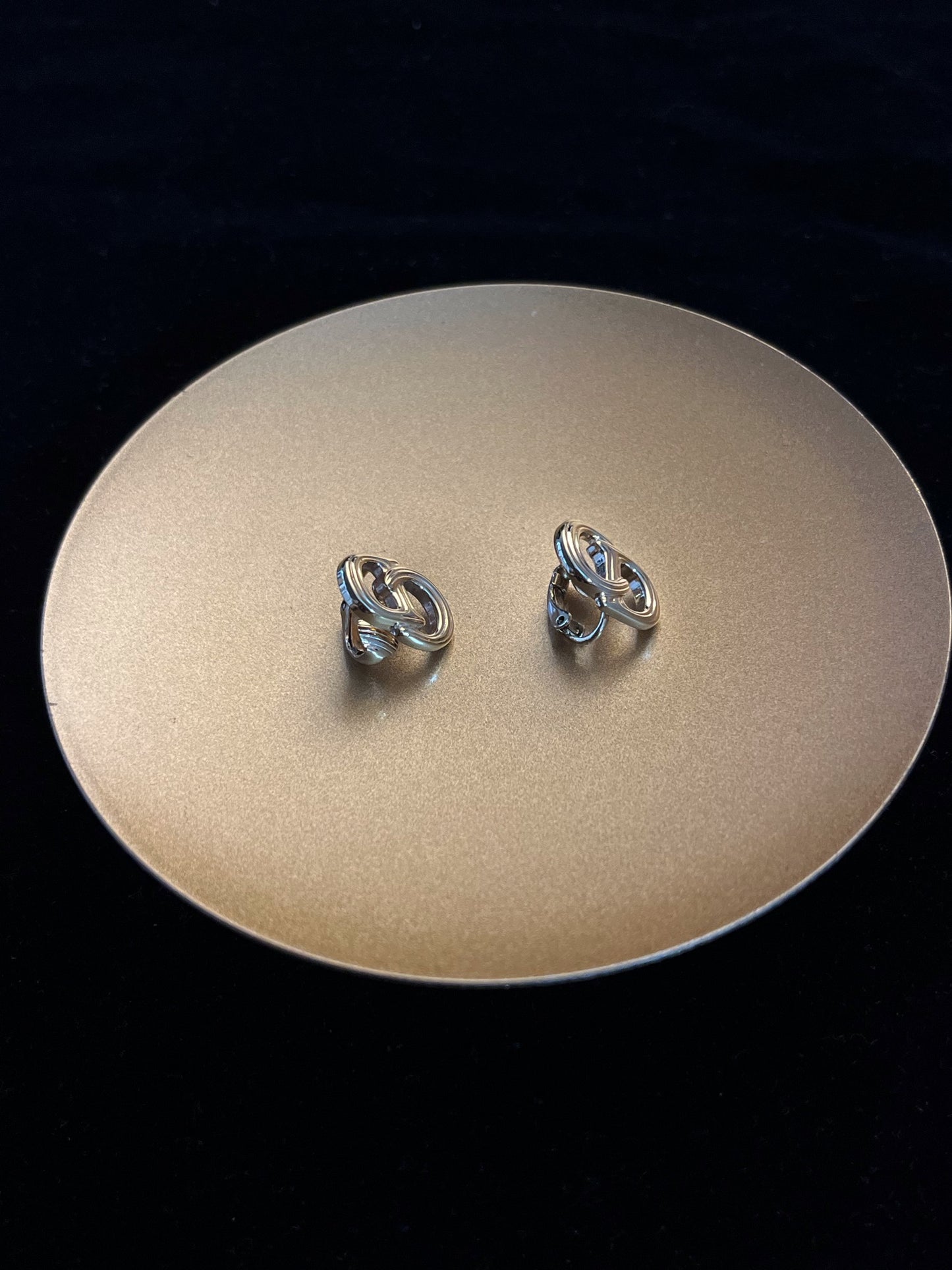 Vintage 80s Dior Interlocking CD Gold Clip-On Earrings