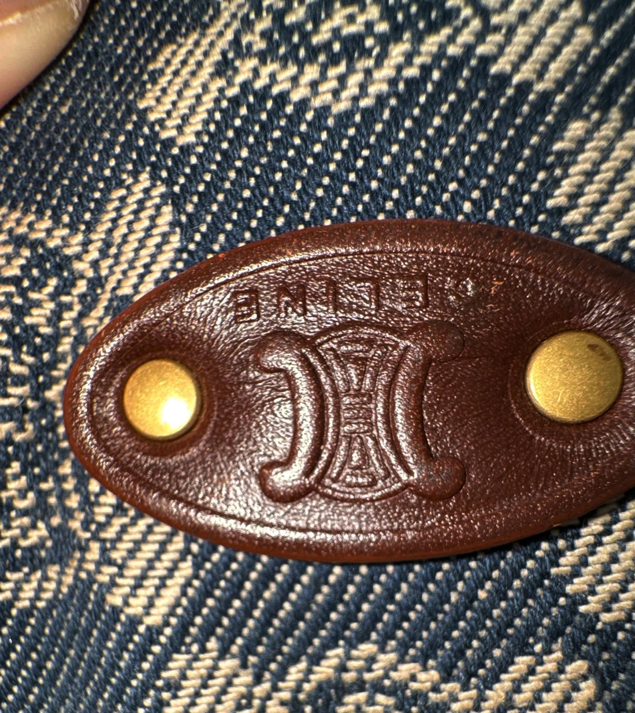 Celine Vintage Macadam Denim Shoulder Bag