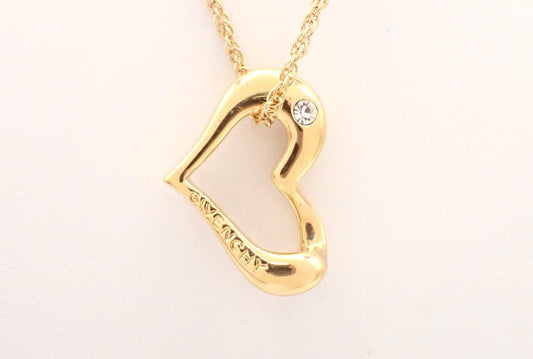 Vintage 1980s Givenchy Gold-Plated Diamond Heart Necklace