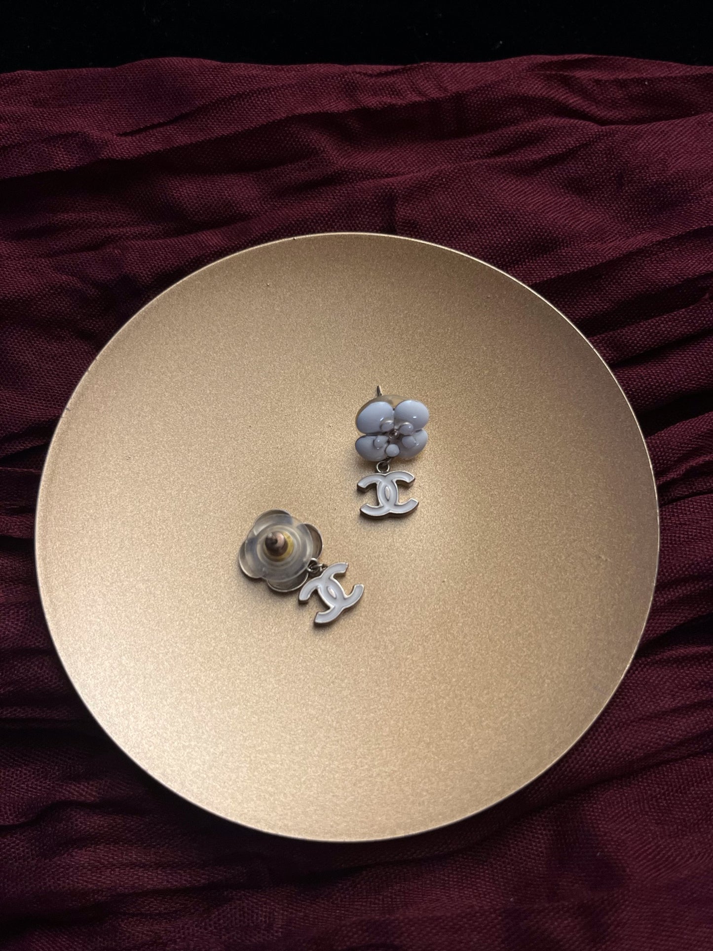Chanel 2006 Vintage Camellia CC Drop Earrings