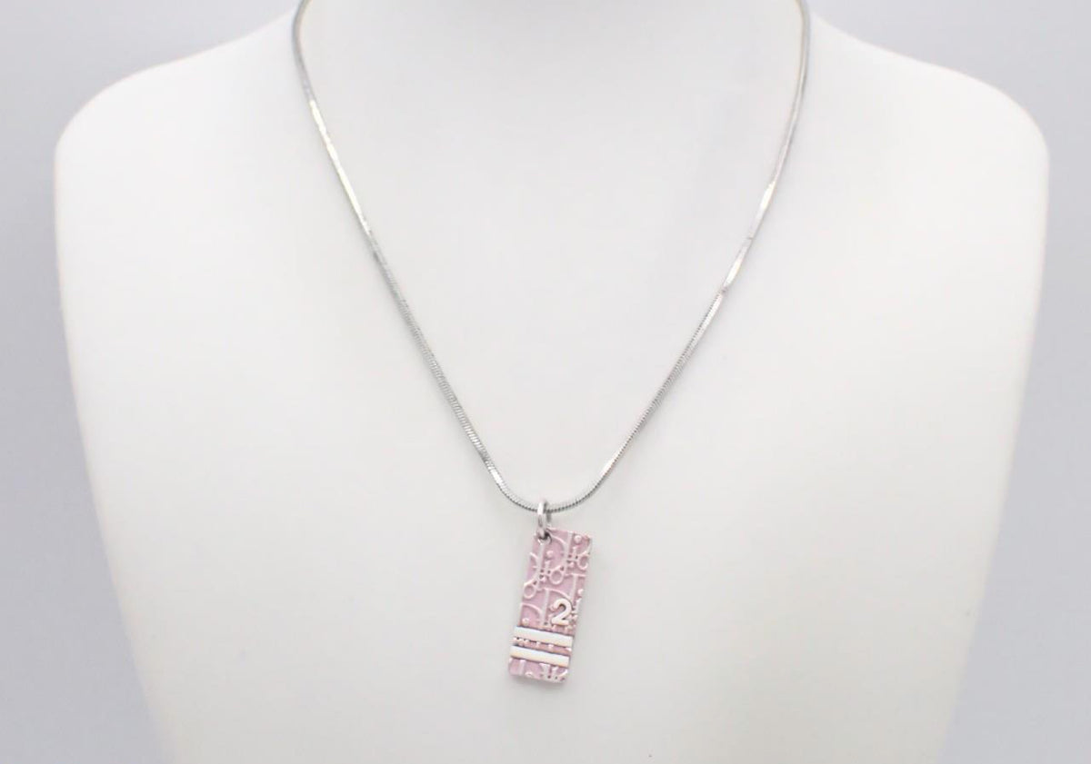 Vintage Dior Pink Tag Pendant Necklace