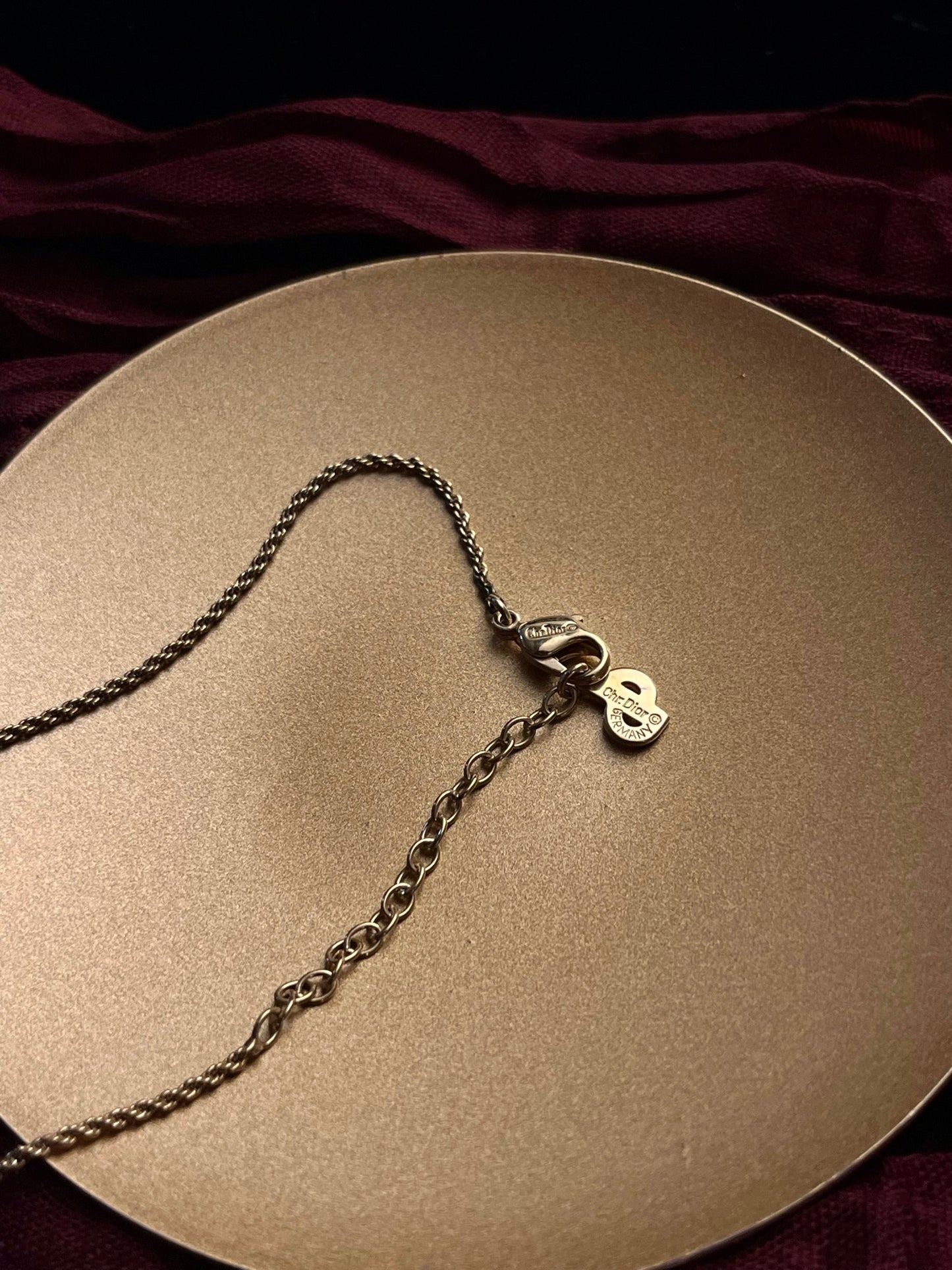 Vintage Dior Black & Gold Dice Pendant Necklace