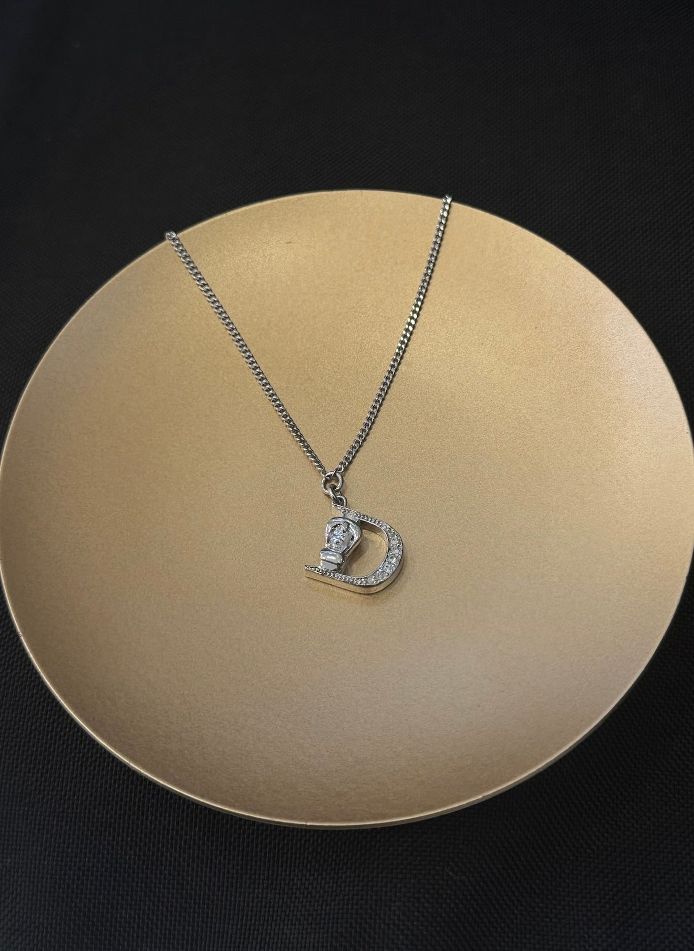 Vintage Dior Crystal “D” Logo Pendant Necklace