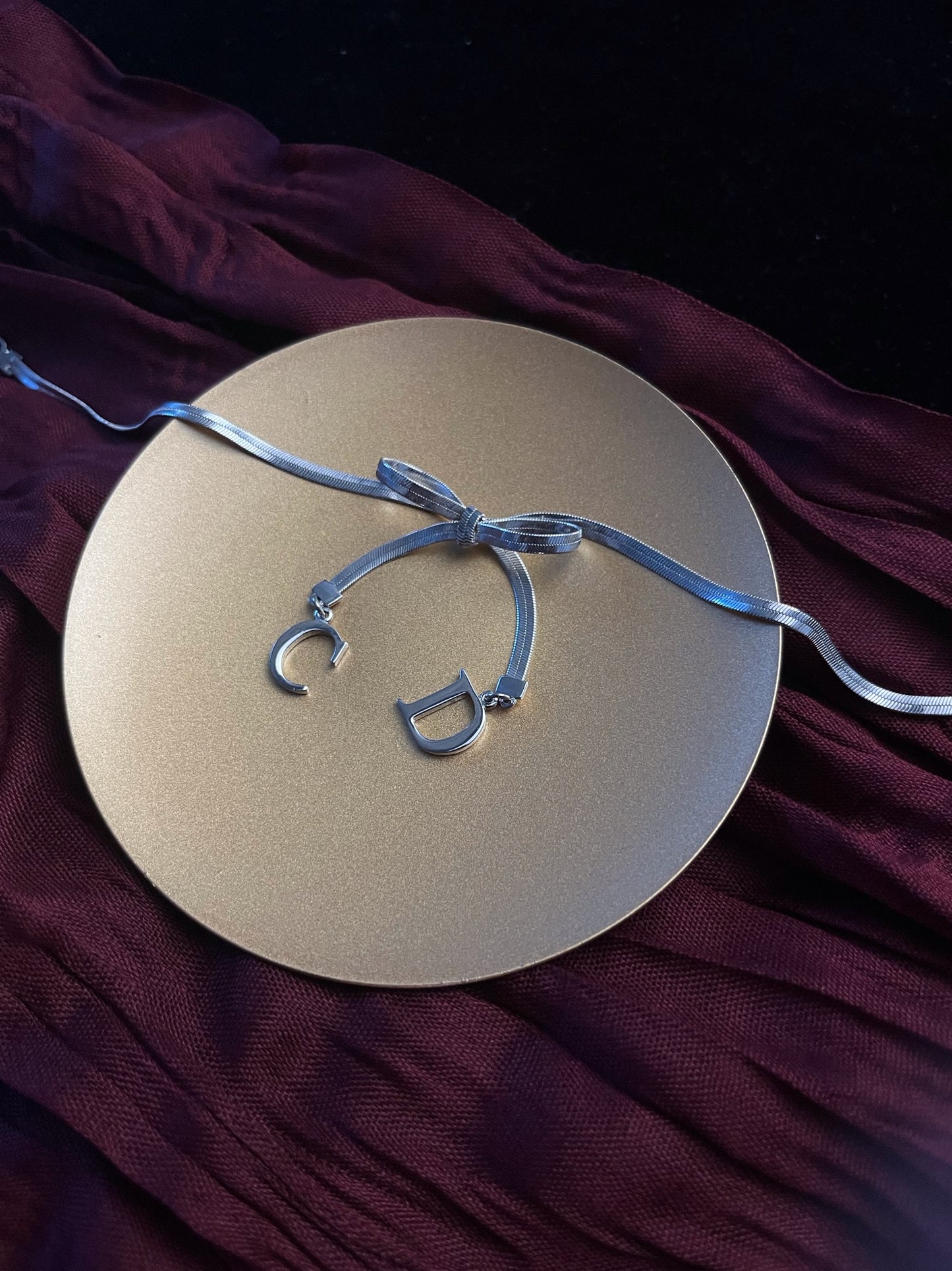 Dior Vintage Y2K Titanium-Silver Bow Snake Chain necklace