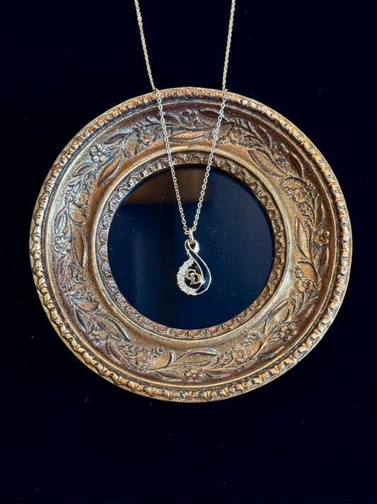 Dior Vintage Gold Crystal Teardrop 'CD' Necklace