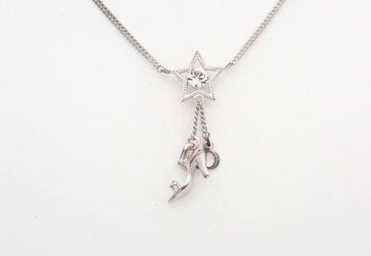 Dior Crystal Star Charm Necklace – Silver-Tone