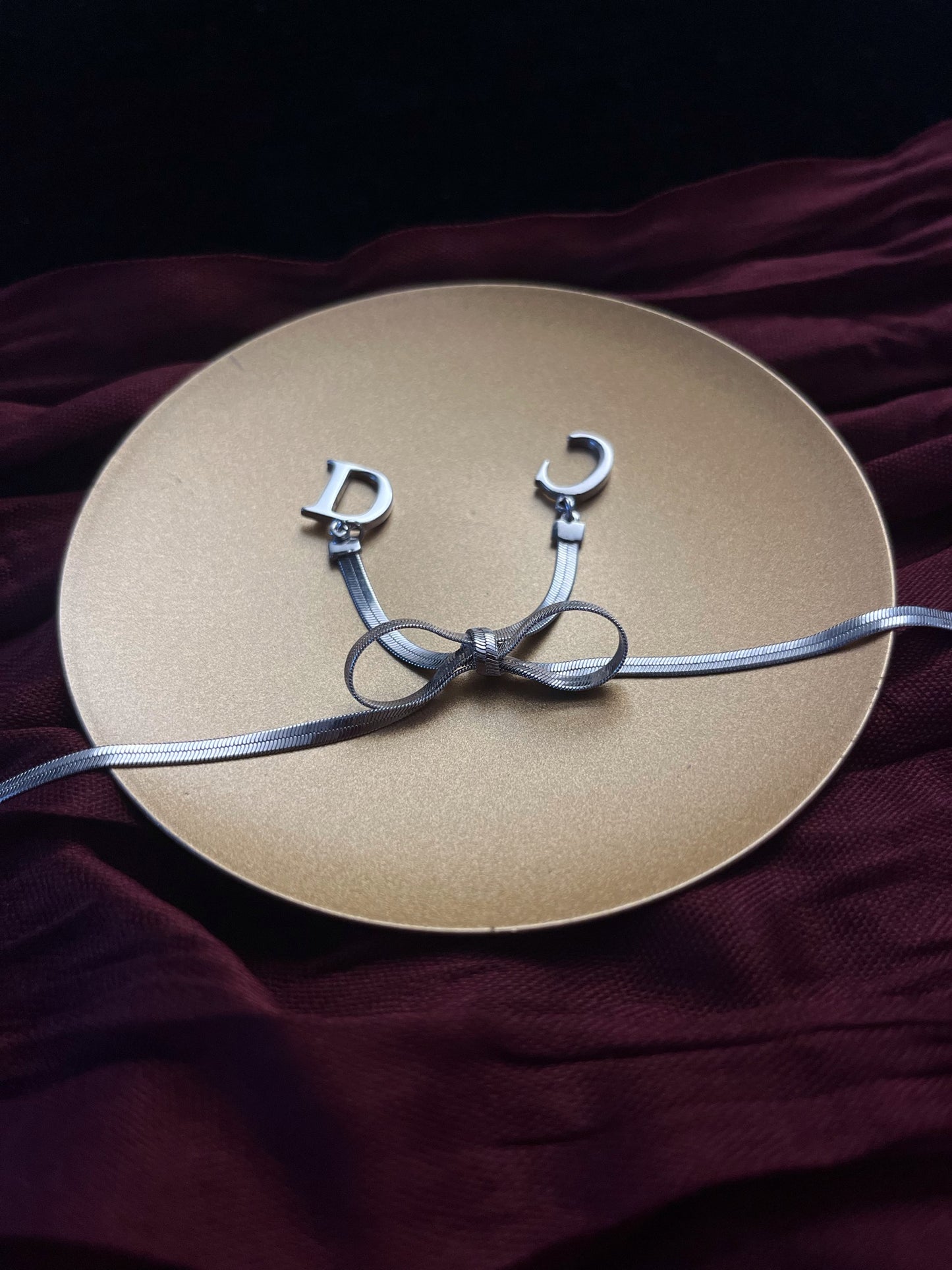 Dior Vintage Y2K Titanium-Silver Bow Snake Chain necklace