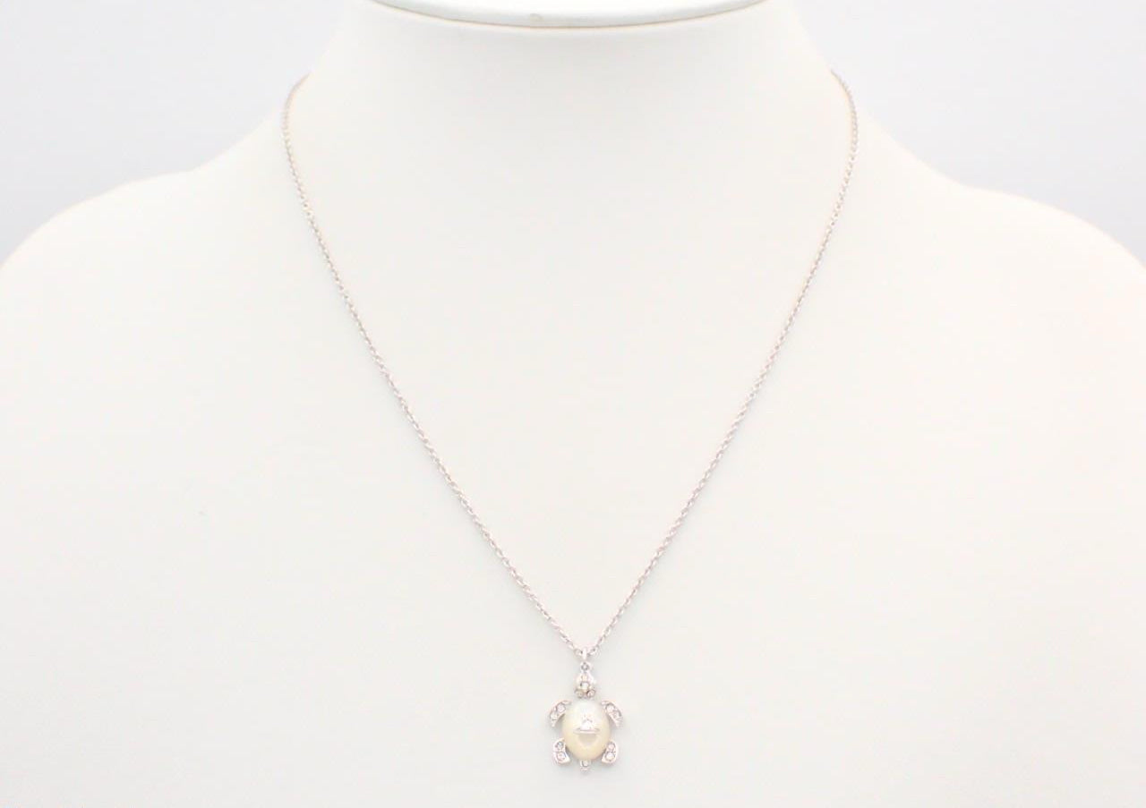 Vivienne Westwood Turtle Pearl Orb Pendant Necklace (Silver Tone)