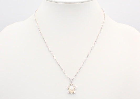 Vivienne Westwood Turtle Pearl Orb Pendant Necklace (Silver Tone)