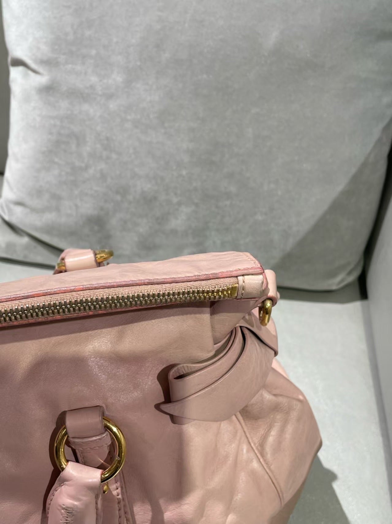 Miu Miu Vitello Lux Bow Satchel – Pink