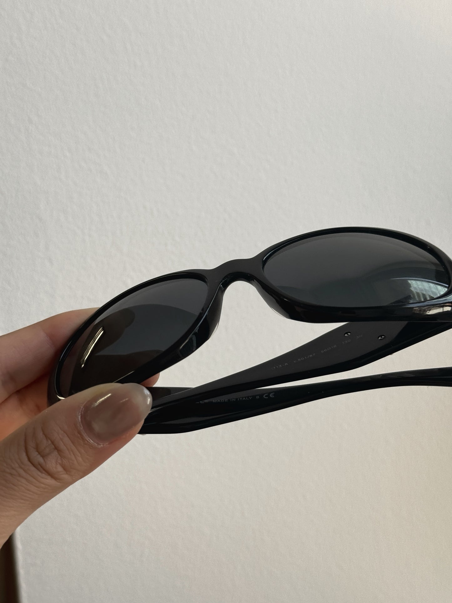 Chanel Vintage “Camellia Chic” Black Oval Sunglasses