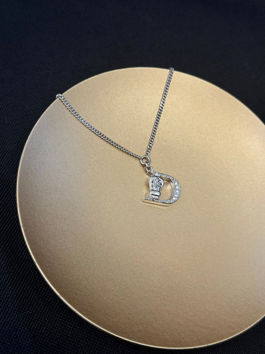 Vintage Dior Crystal “D” Logo Pendant Necklace