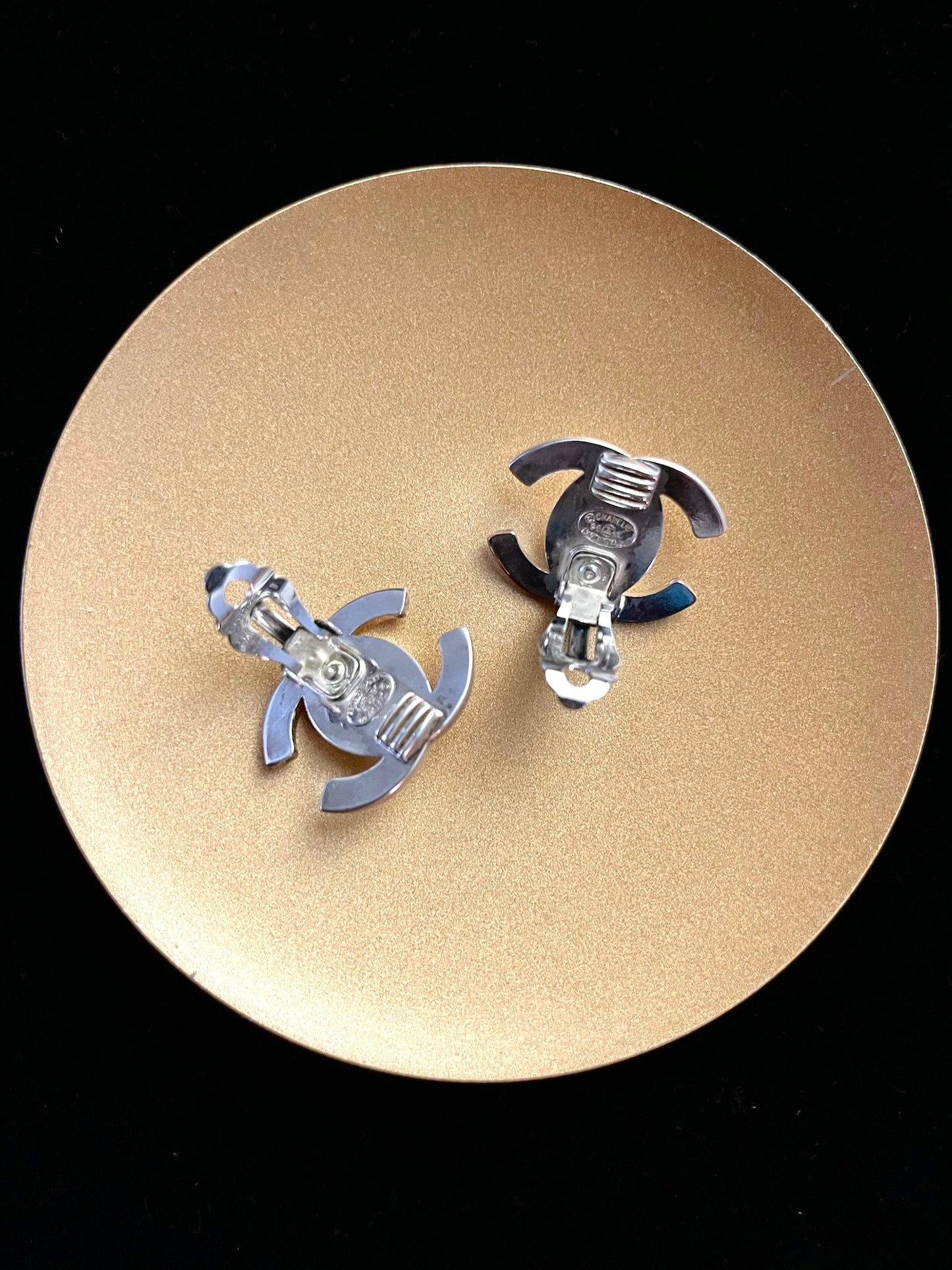 Chanel 1996 Silver-Tone Satchel Buckle Clip-On Earrings