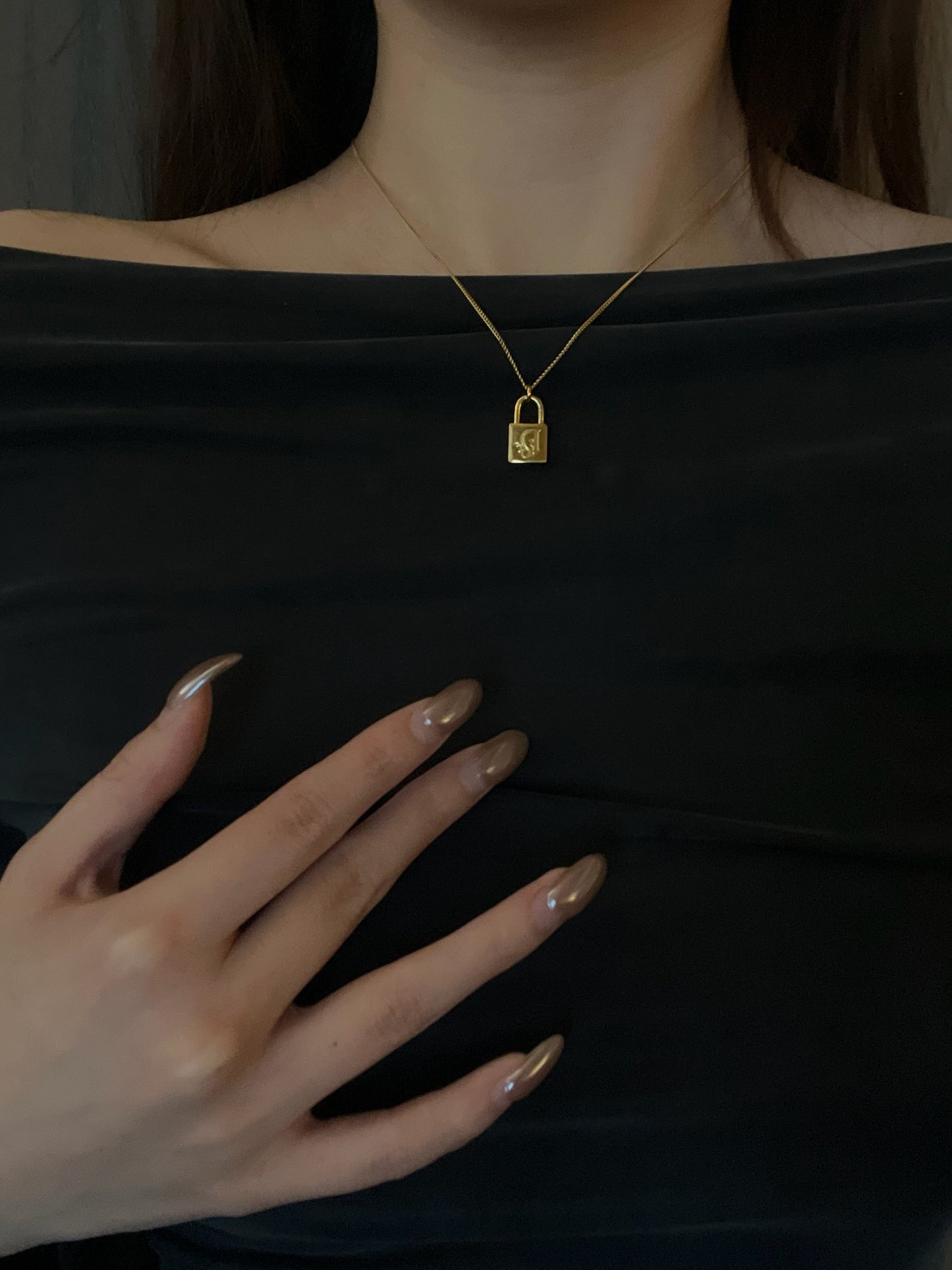 Vintage Dior Gold Padlock Pendant Necklace