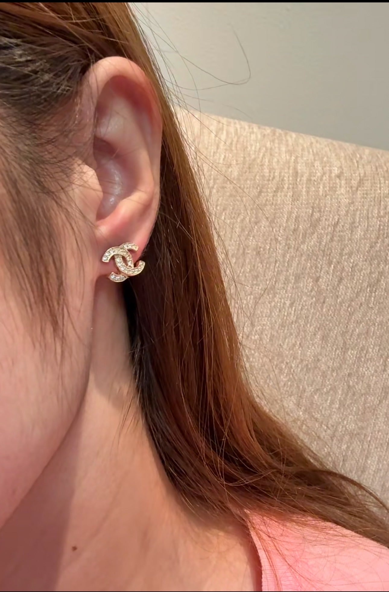 Chanel 2021 Crystal CC Logo Stud Earrings – Gold Tone