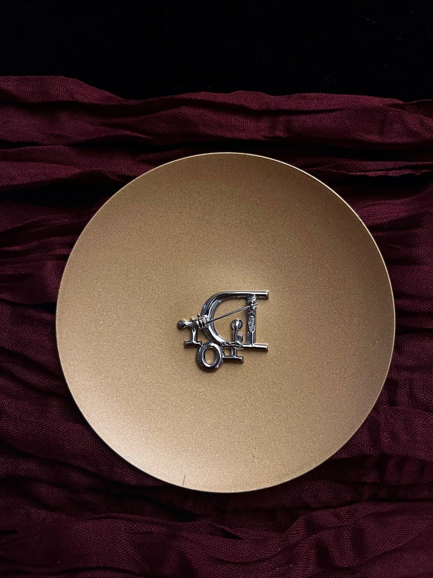 Vintage Dior Silver Crystal Logo Brooch