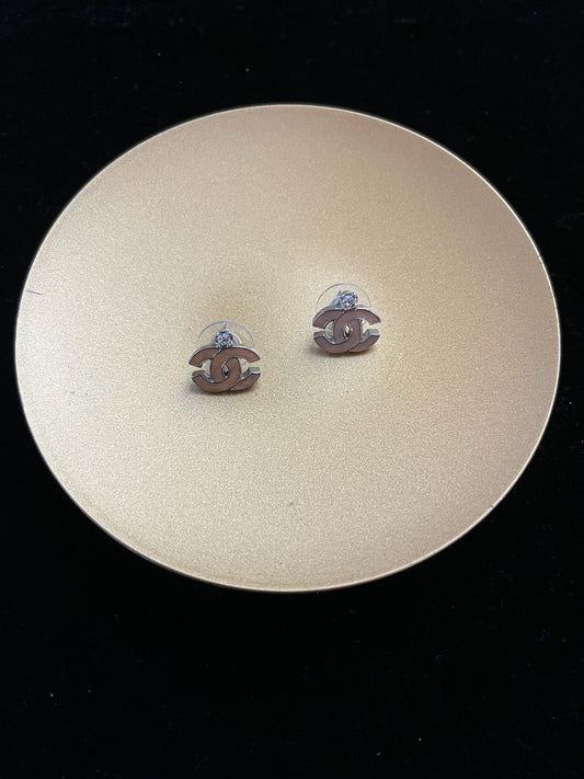 Chanel 2004 Light Orange CC Stud Earrings