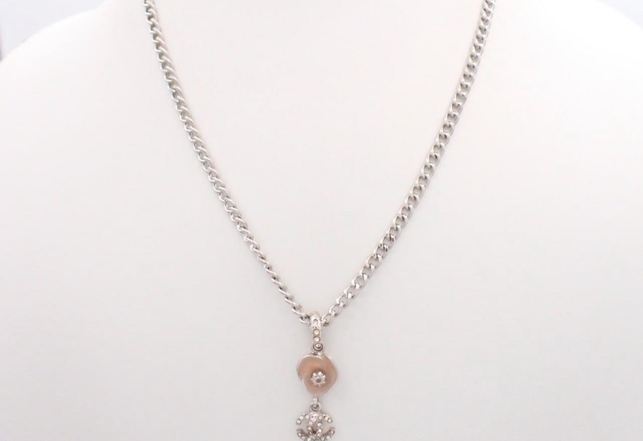 Chanel 2004 Crystal CC Charm Necklace – Silver Tone