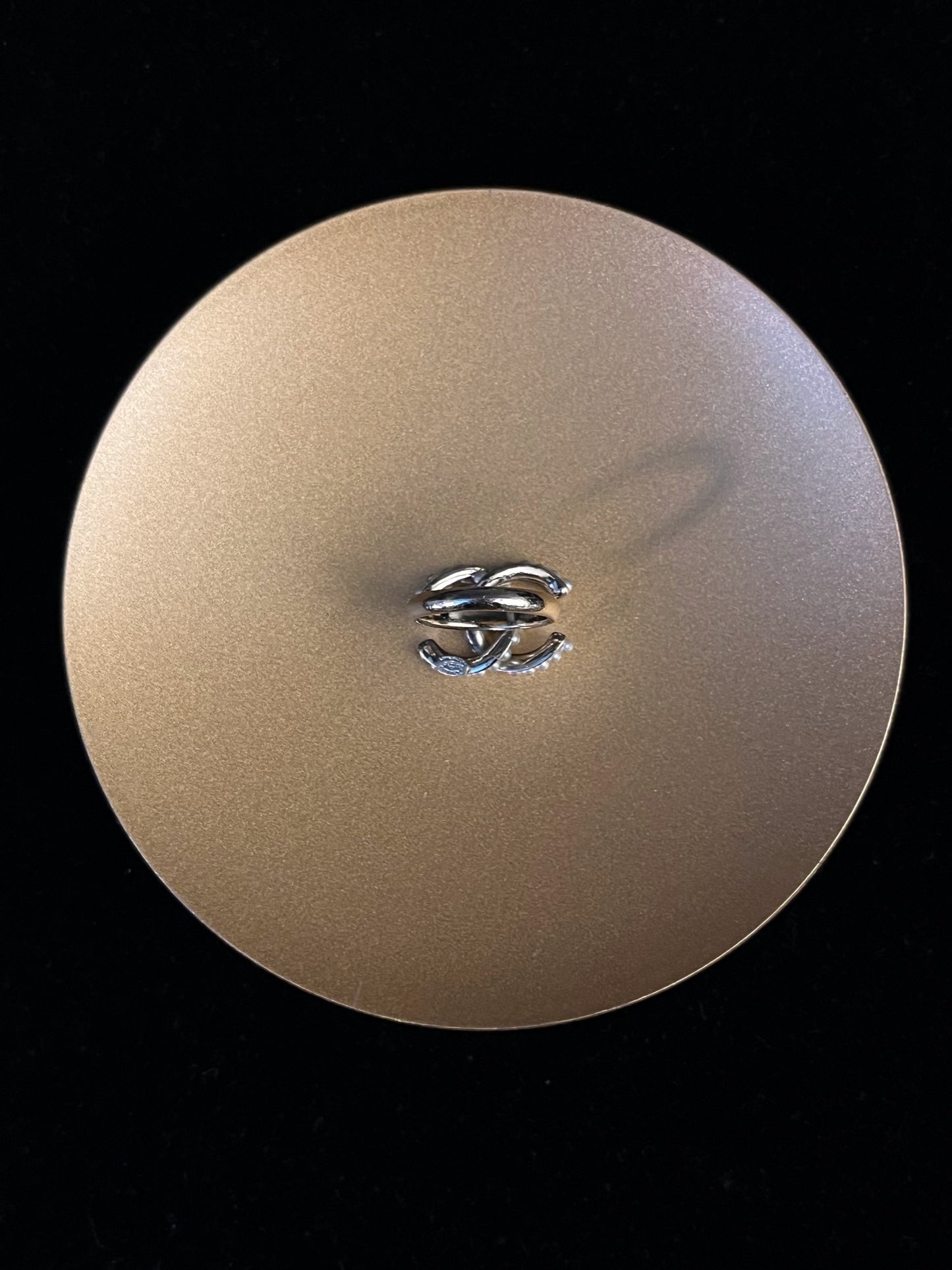 Chanel 2013 Pearl Double CC Logo Ring