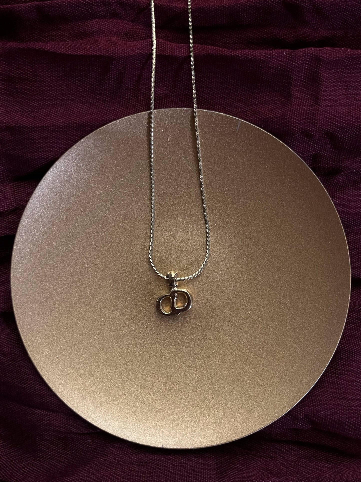Vintage Dior Gold-Tone CD Logo Pendant Necklace