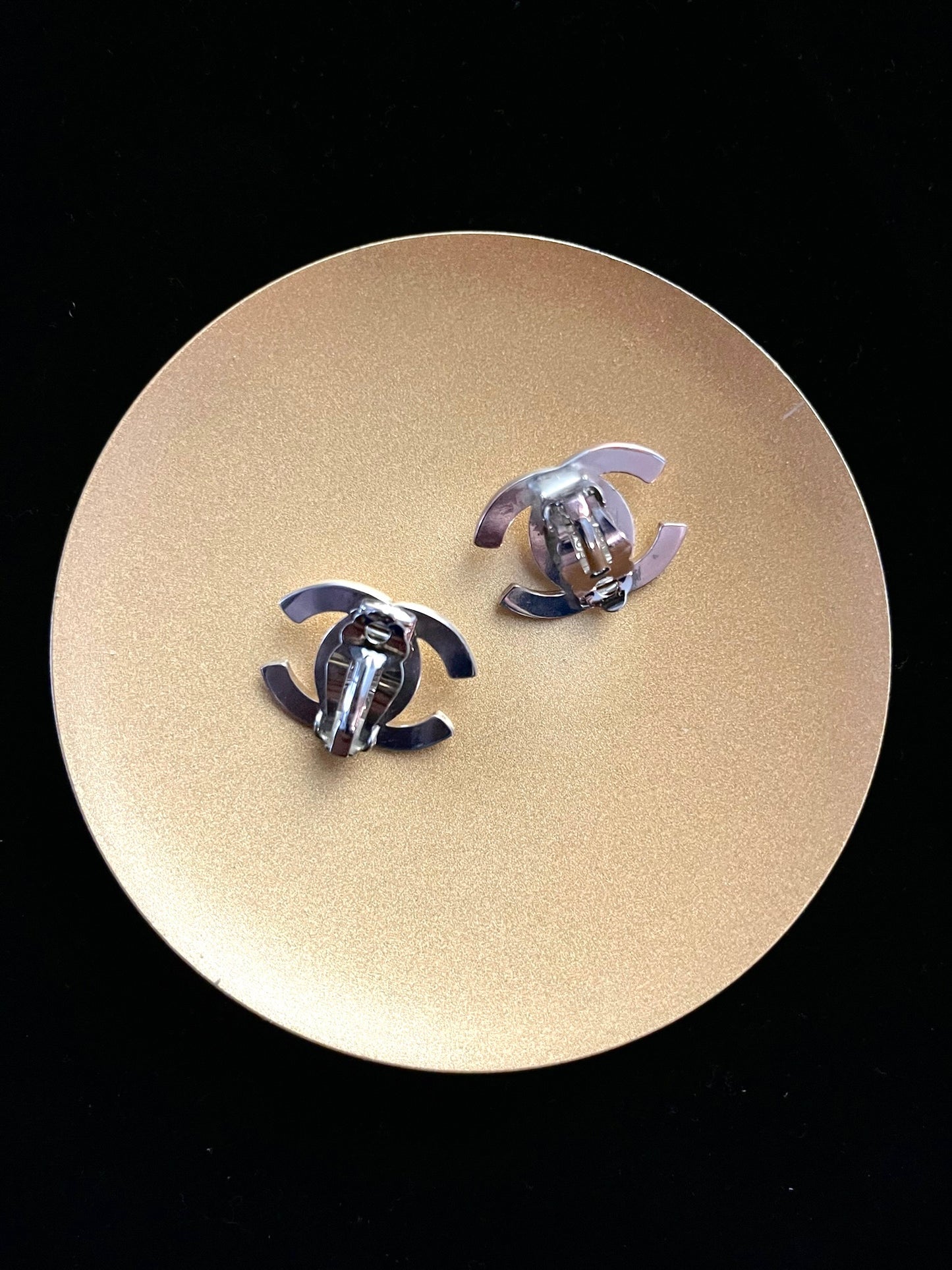 Chanel 1996 Silver-Tone Satchel Buckle Clip-On Earrings