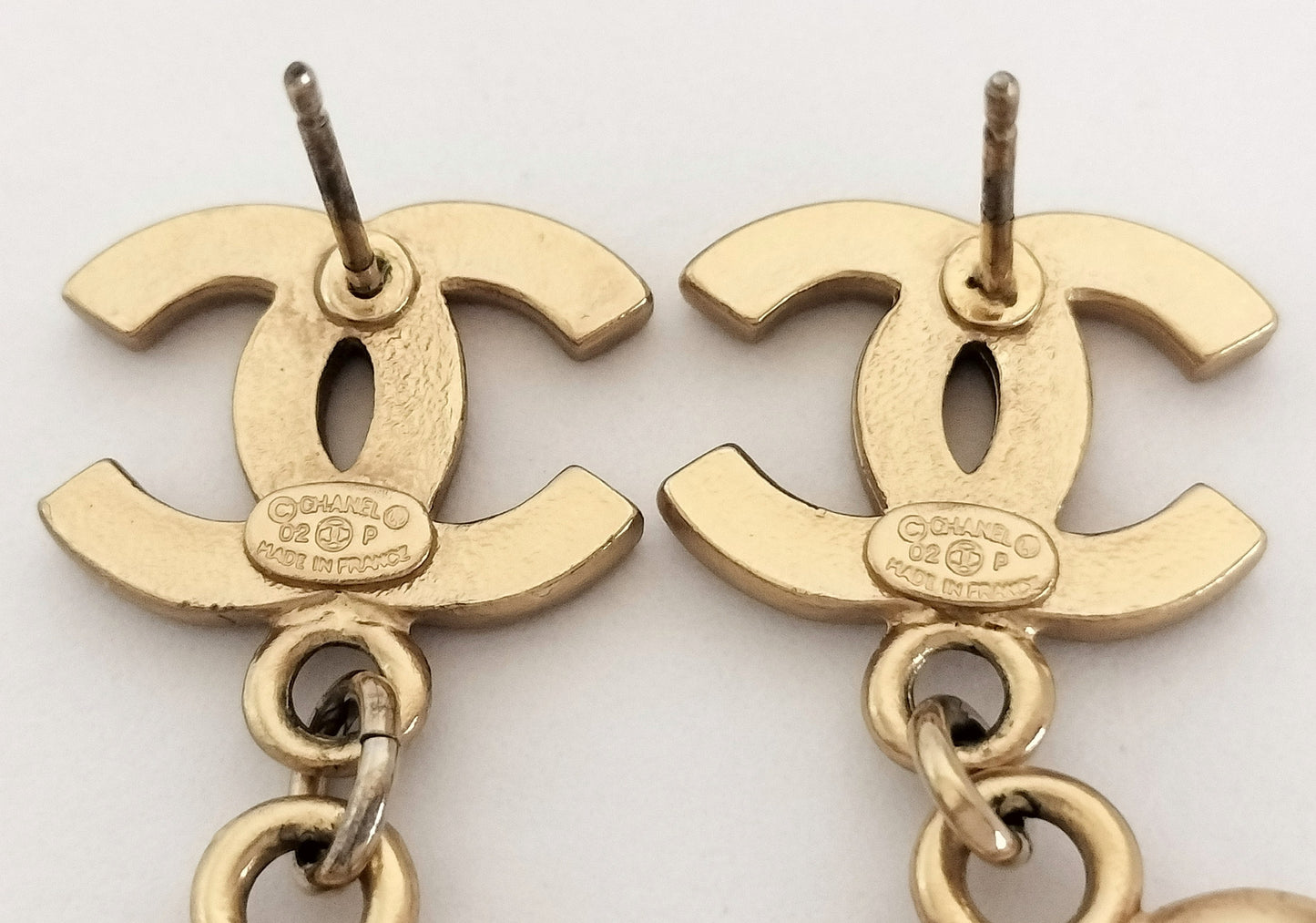 Chanel CC Crystal Heart Drop Earrings