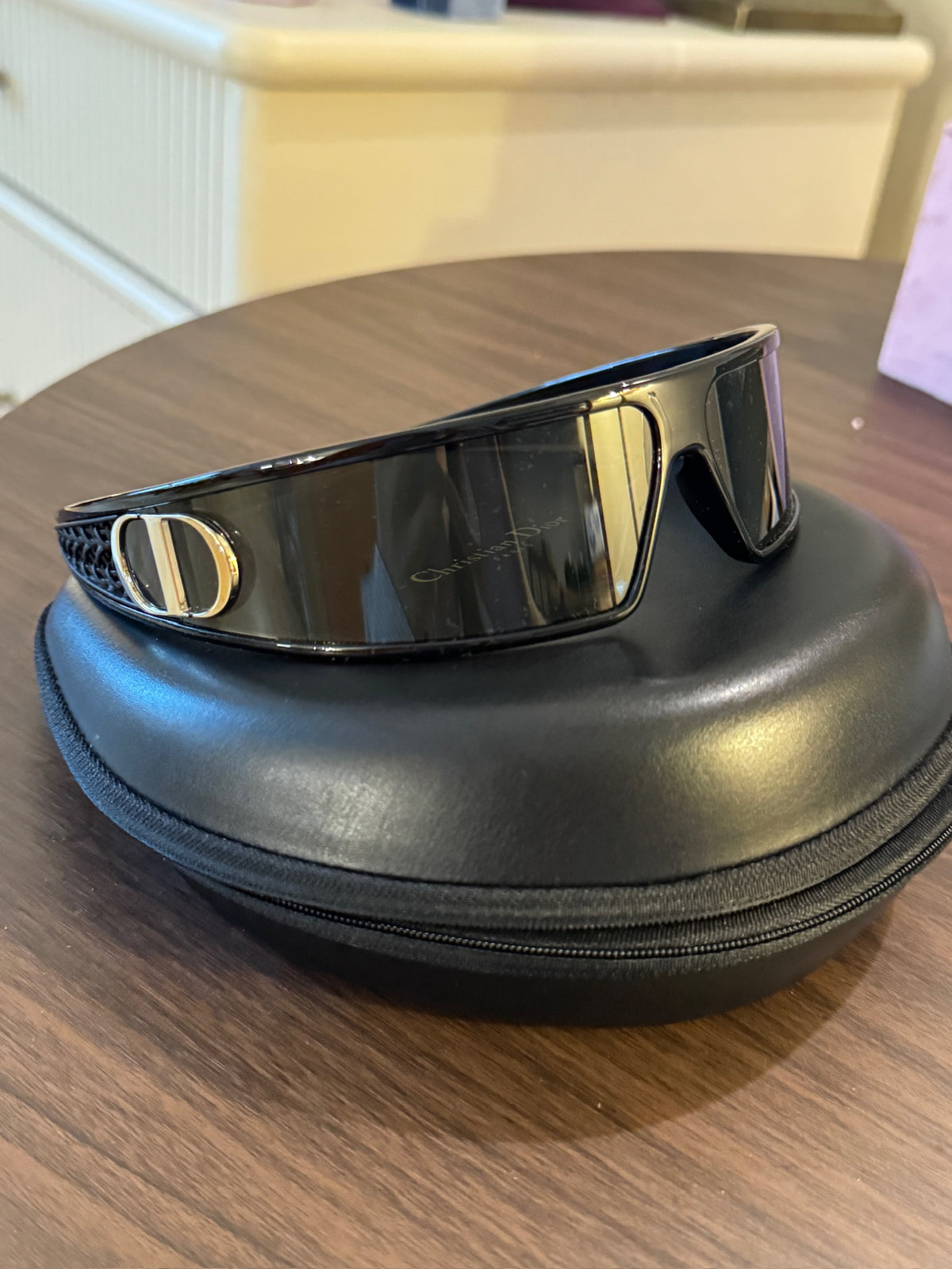 Dior Black and Gold Wide Sunglasses